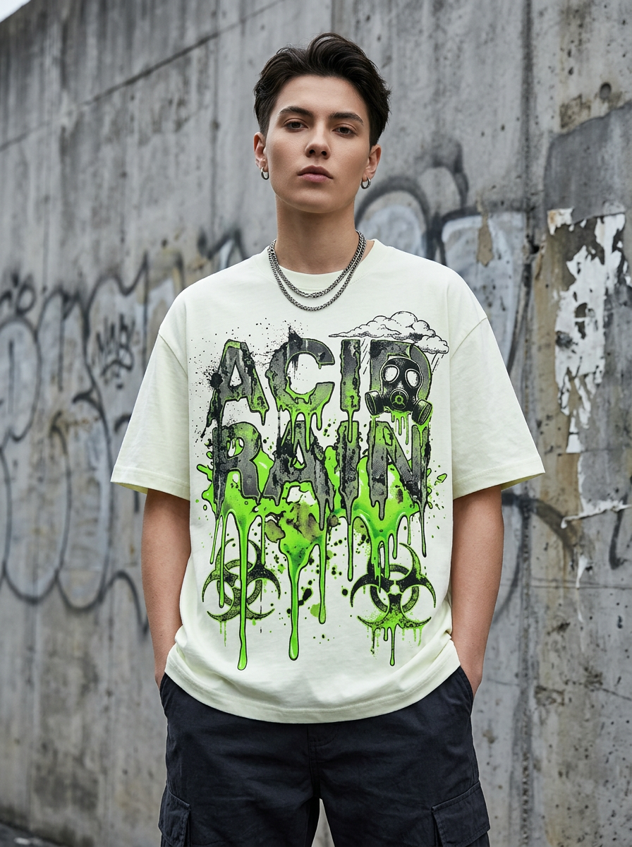 Acid Rain oversized streetwear t-shirt - model