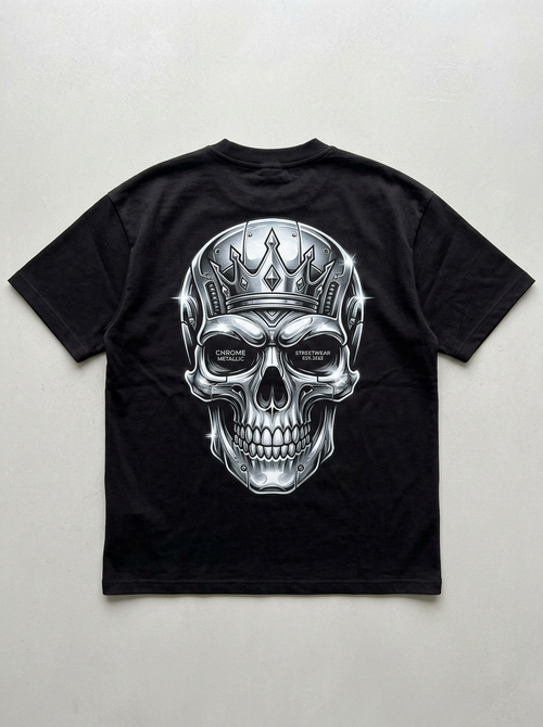Chrome Skull oversized streetwear t-shirt - back