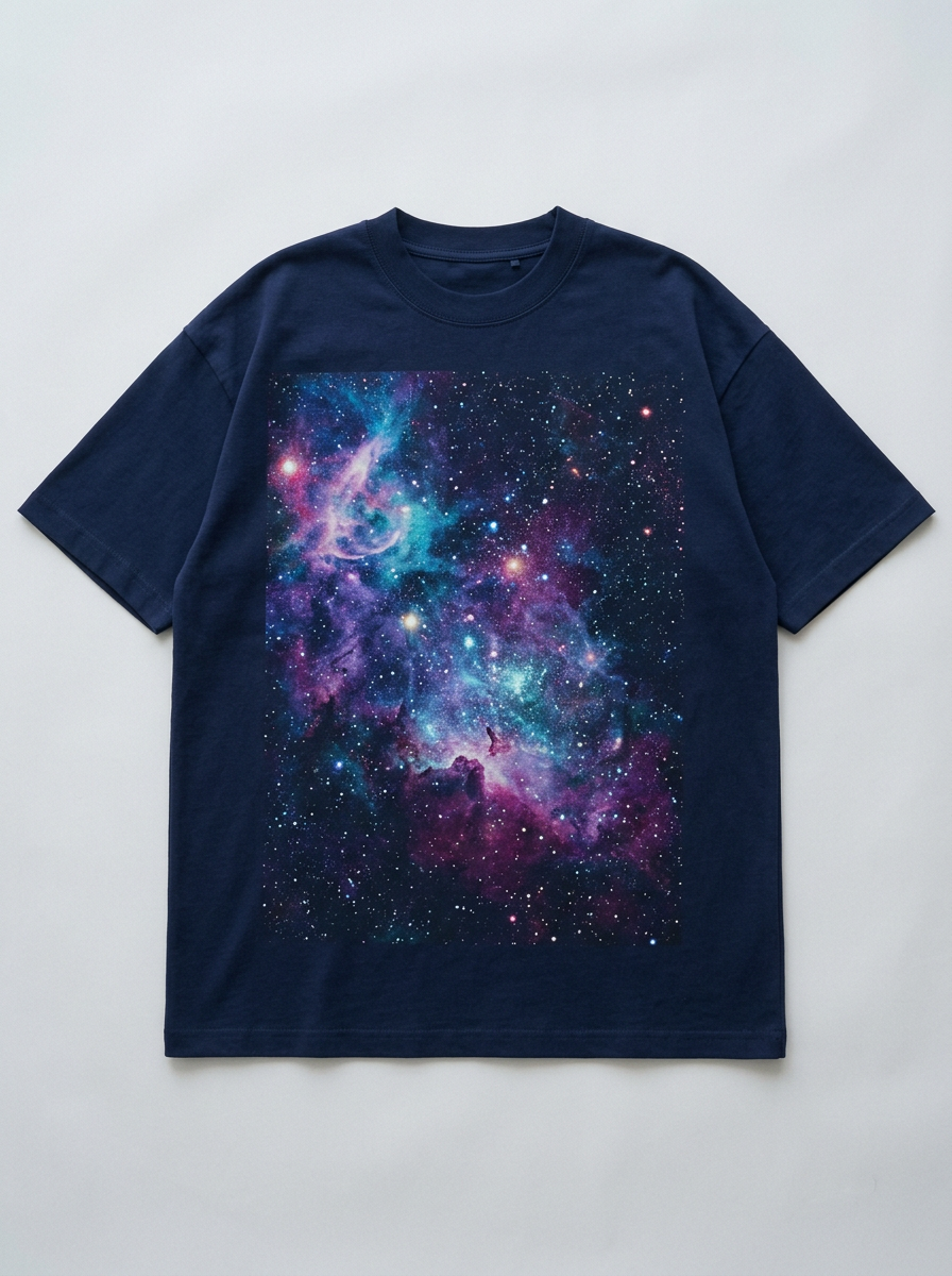 Cosmic Drift oversized streetwear t-shirt - front