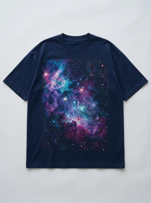 Cosmic Drift oversized streetwear t-shirt - front