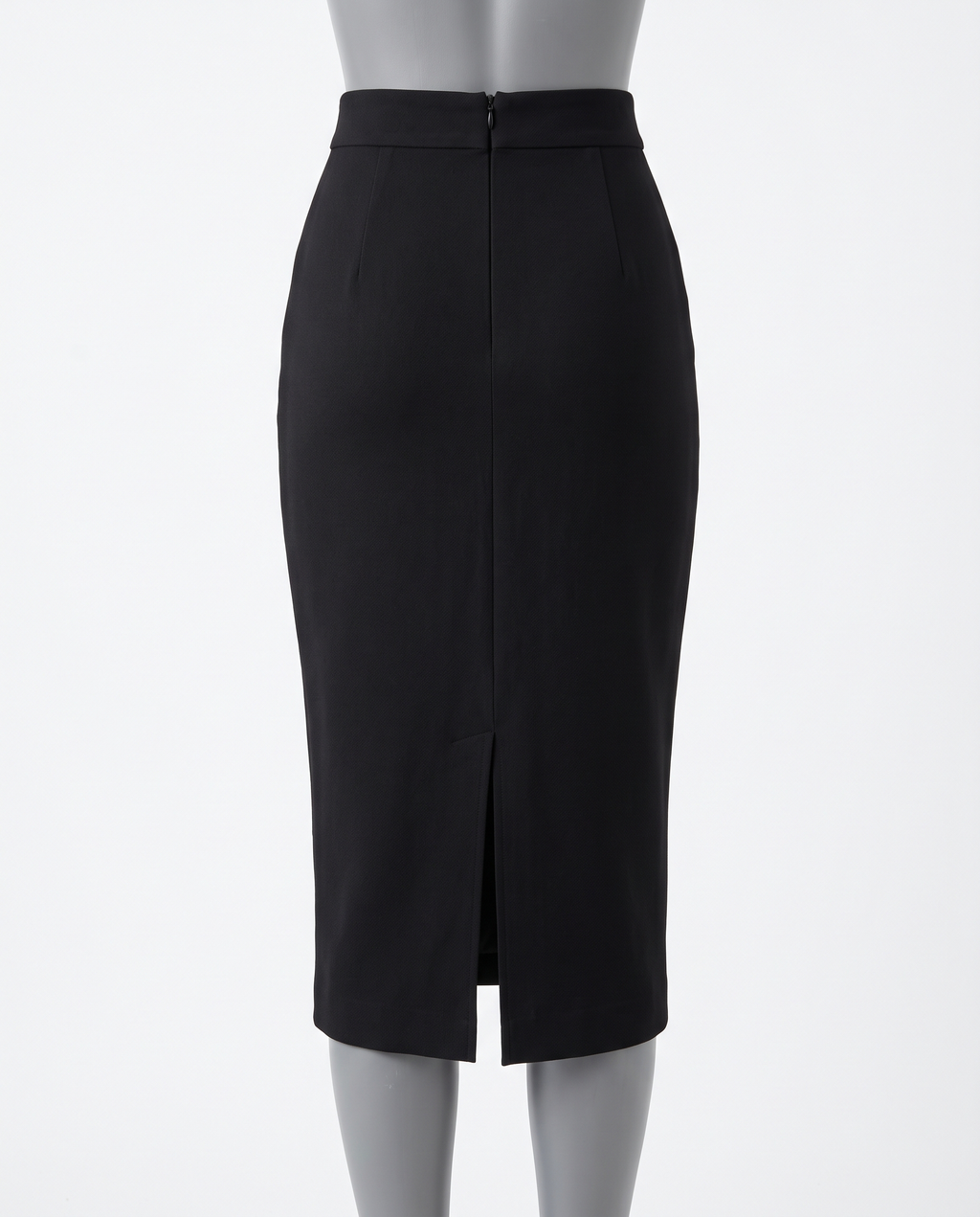 Women's Black High Waisted Pencil Midi Skirt – back view