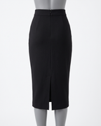 Women's Black High Waisted Pencil Midi Skirt – back view