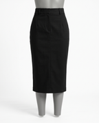 Women's Black High Waisted Pencil Midi Skirt – front view