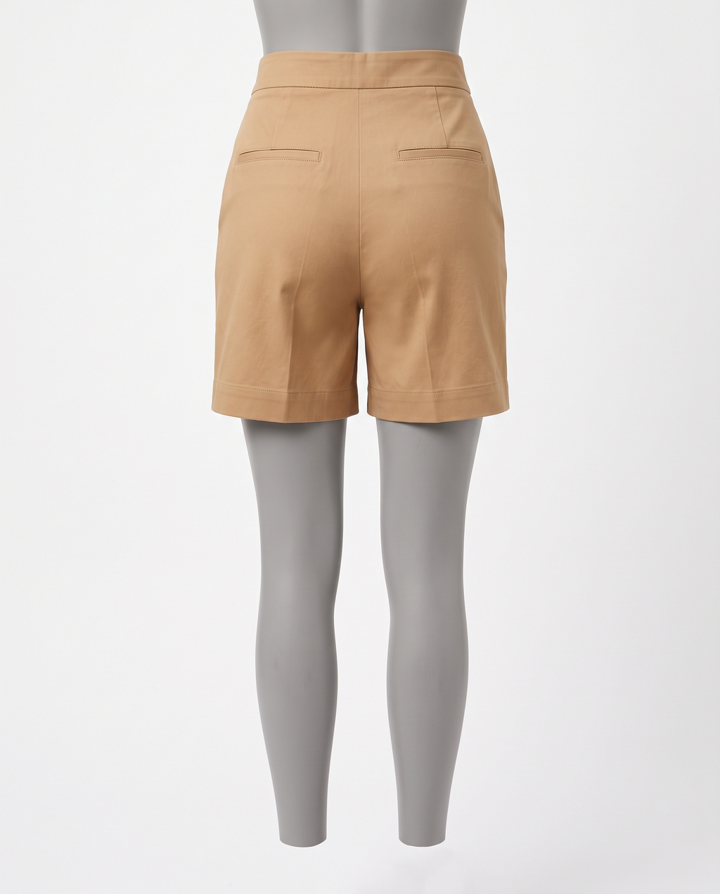 Women's Camel High Waisted Tailored Shorts – back view
