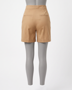 Women's Camel High Waisted Tailored Shorts – back view