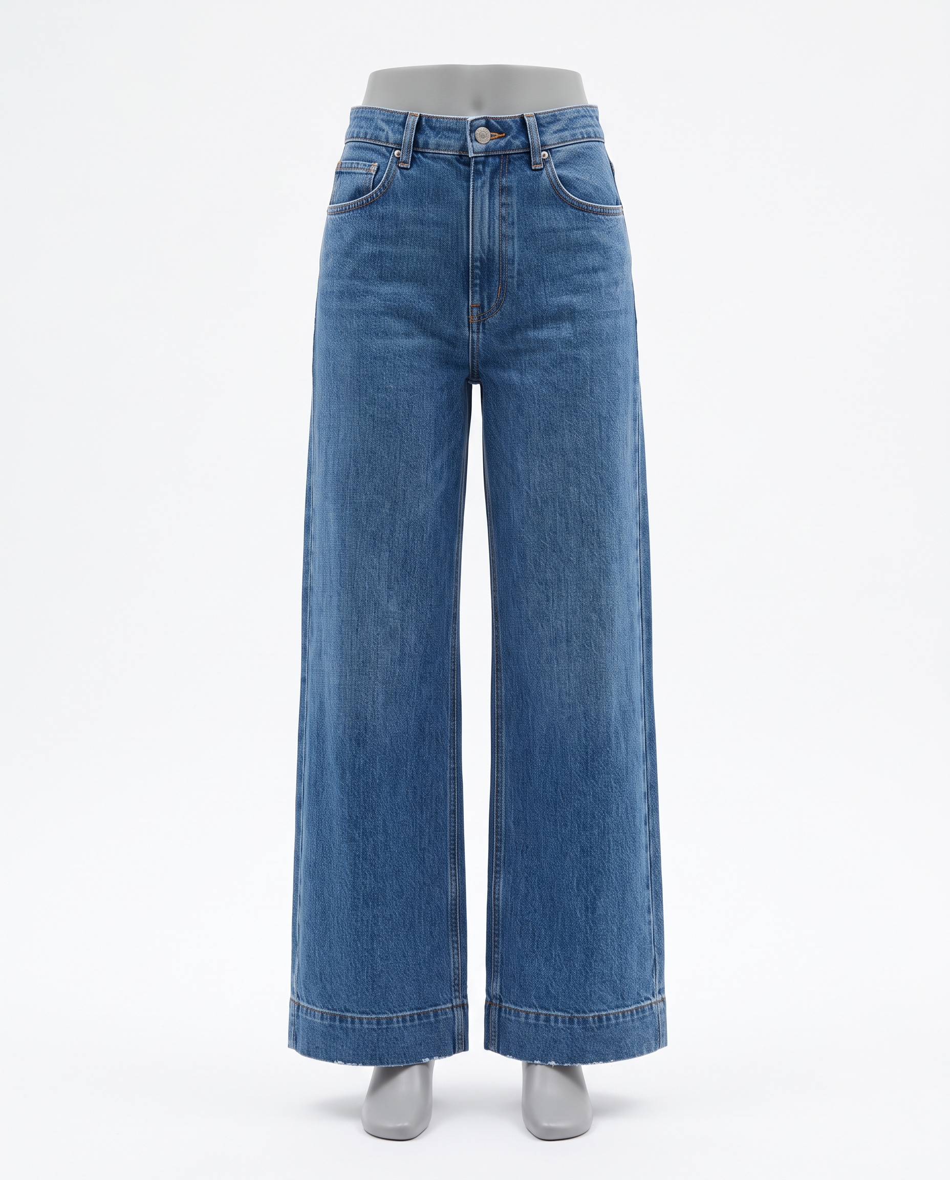 Women's High Waisted Denim Wide Leg Jeans – front view