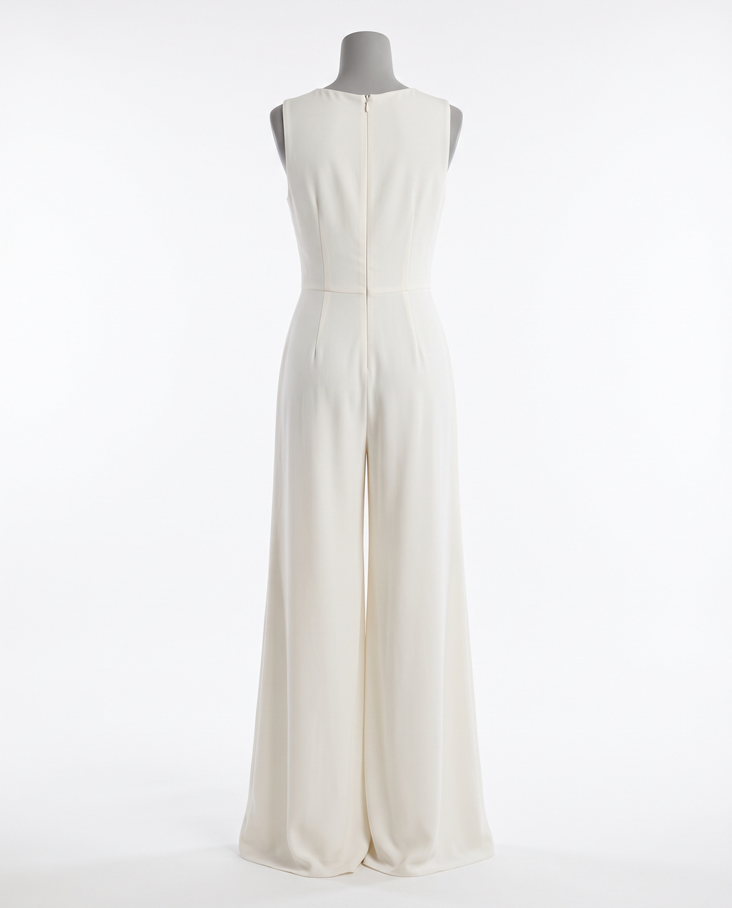 Women's Ivory Sleeveless V-Neck Wide Leg Jumpsuit – back view