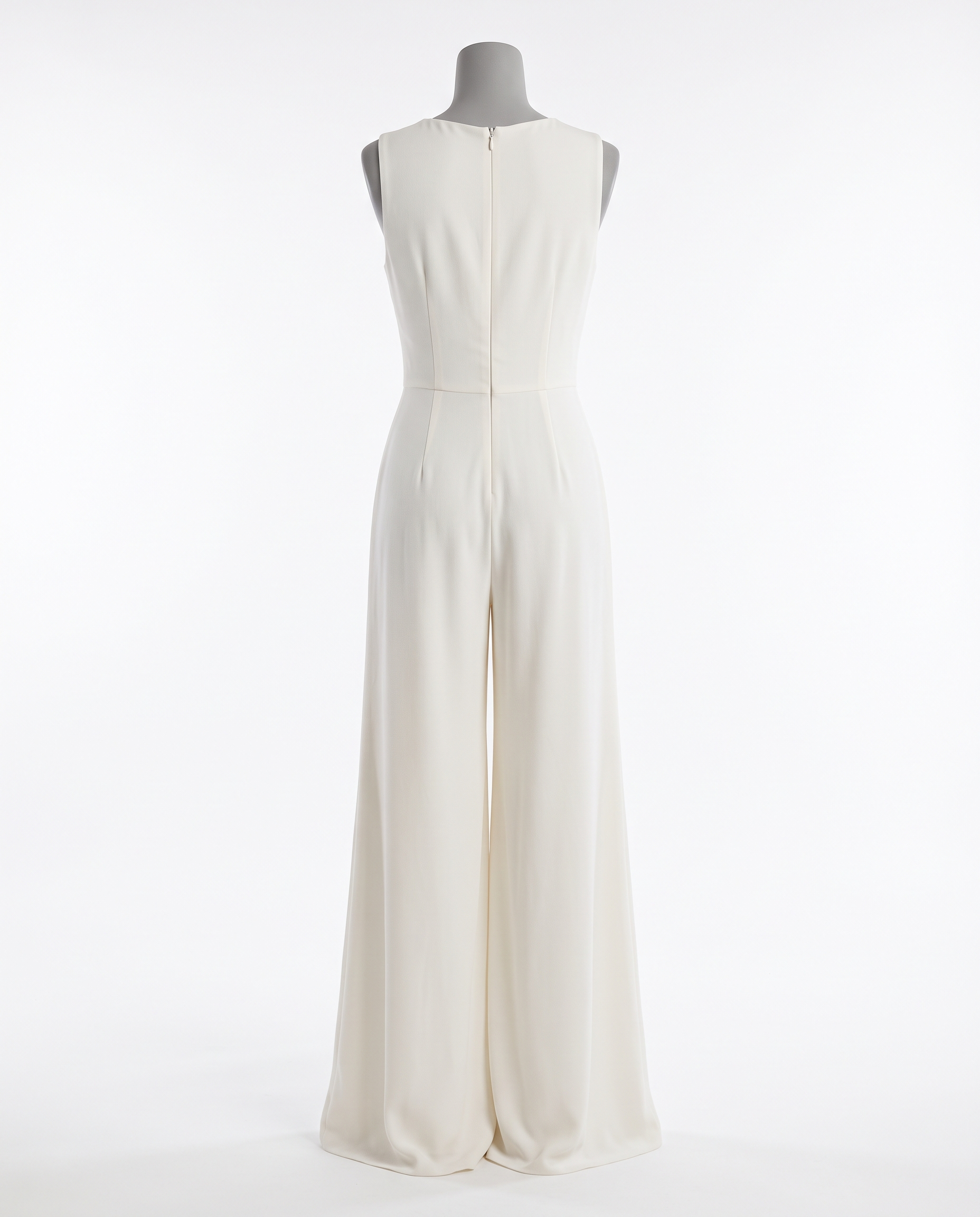 Women's Ivory Sleeveless V-Neck Wide Leg Jumpsuit – back view